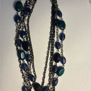 Cookie Lee Blue and Silver Layered Necklace